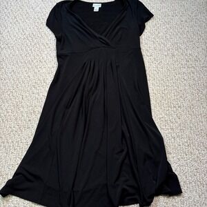 Motherhood Maternity Dress Black V-Neck Short Sleeve Casual Size M
